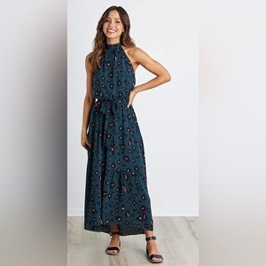BNWT Halter Leopard Maxi Dress- size XL (does not come with a belt)